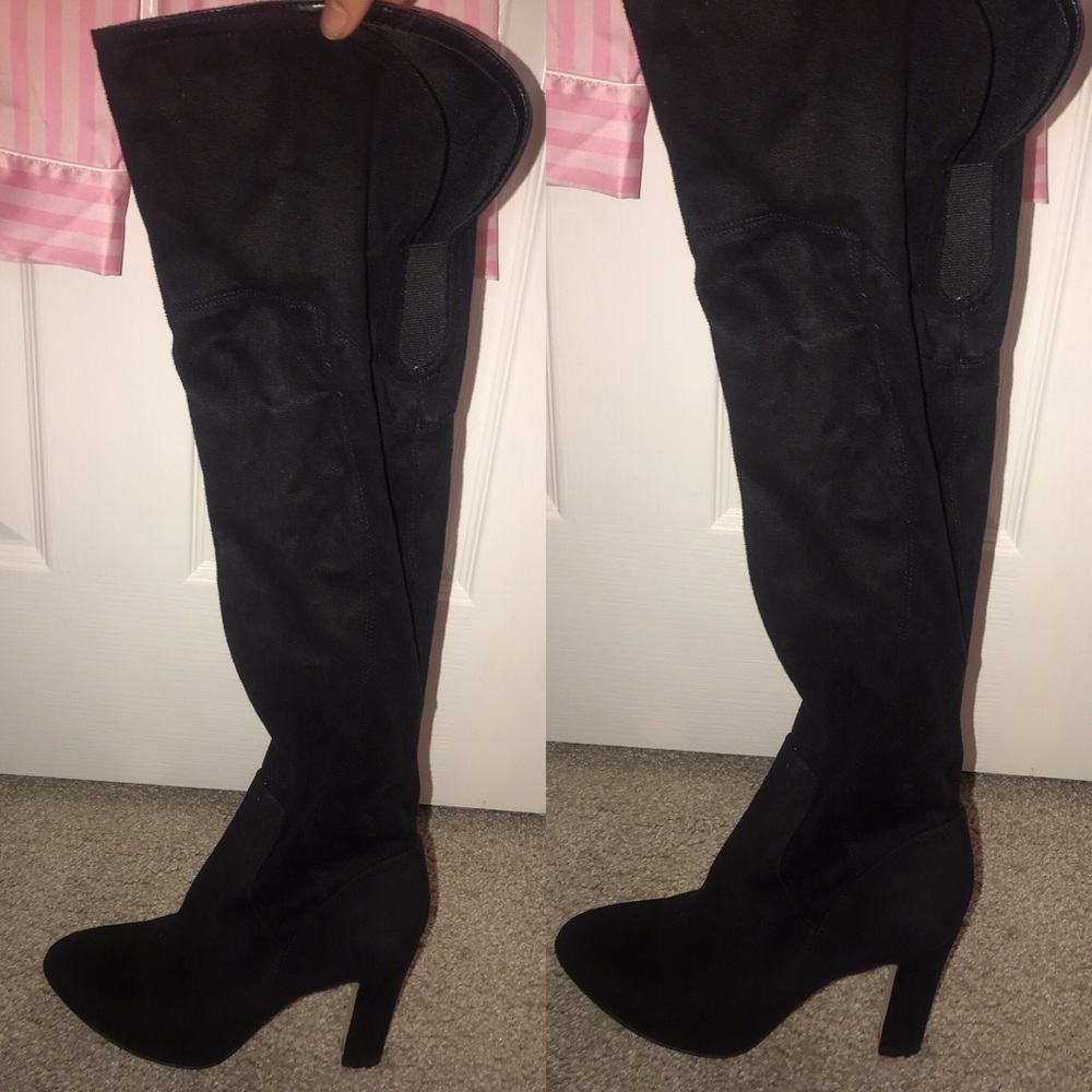 NWT ivanka trump black suede over the knee boots